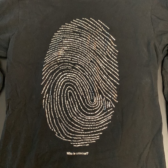 Black and metallic silver graphic long sleeve T-shirt size S - Picture 3 of 6